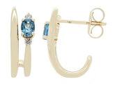 14KYG 'Double Hoop' Stud Earrings w/ Diamonds & London Blue Topaz